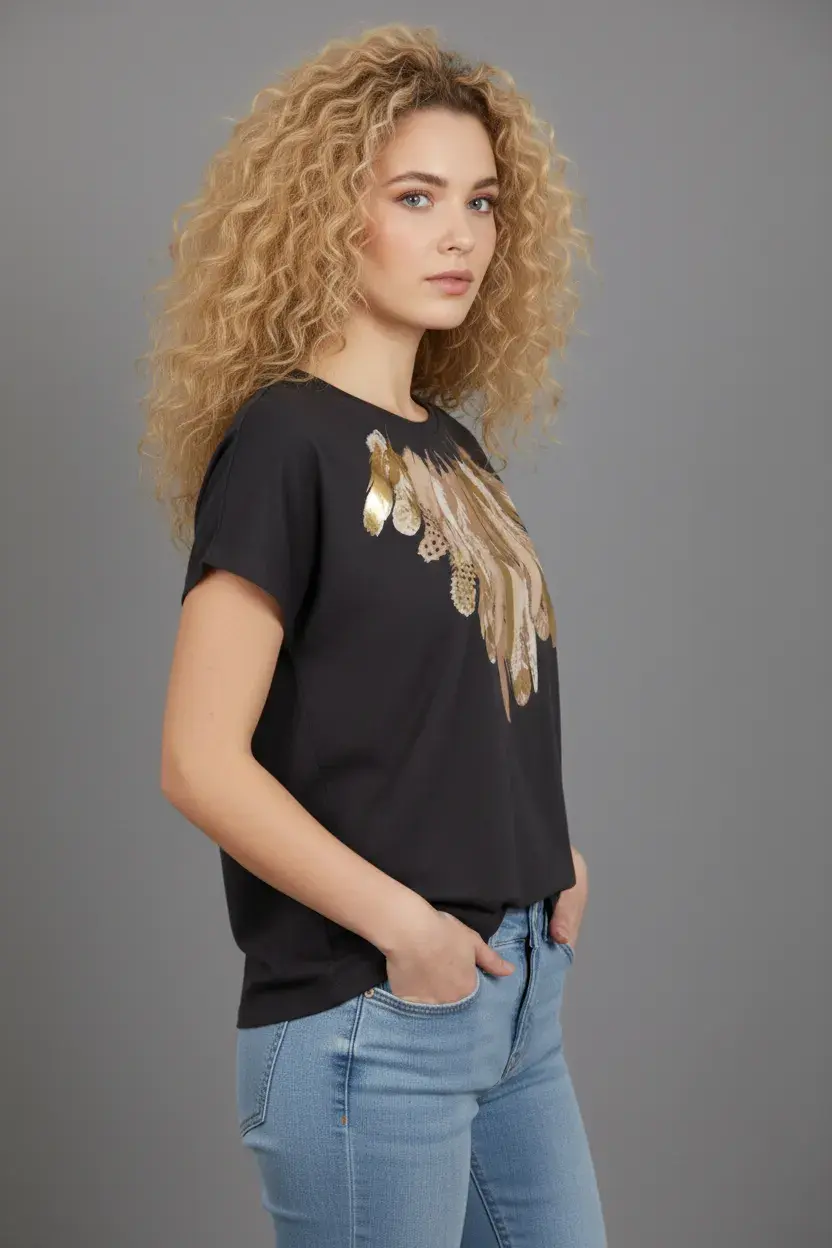 AI-generated fashion model in casual chic