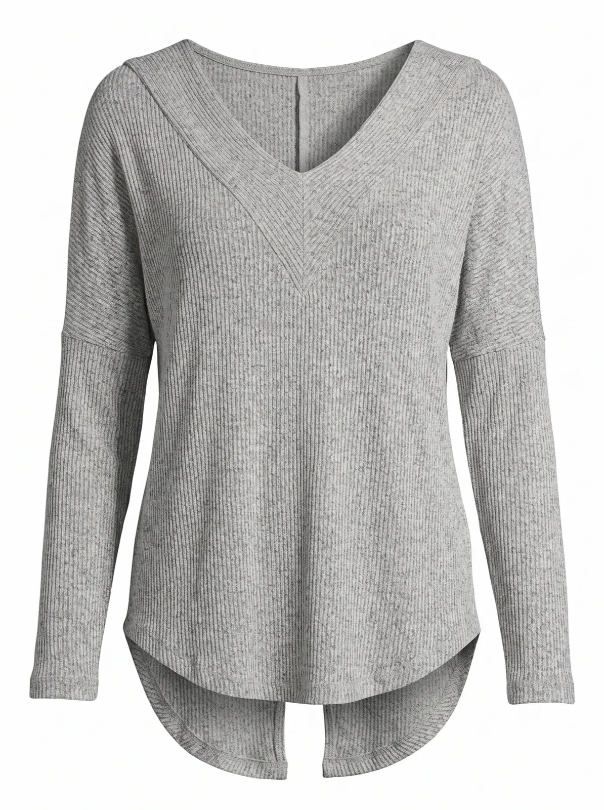 Ribbed V-neck top, generated on-model listing image: Packshot