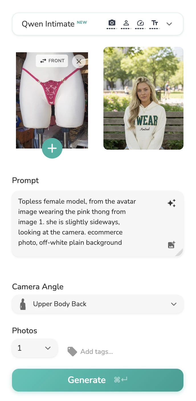 Uwear prompt panel with the Prompt Enhance button