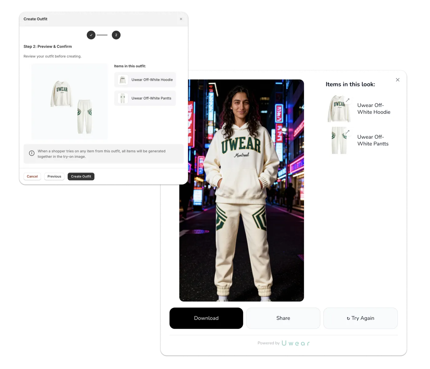 Outfit grouping feature - complete looks generated together